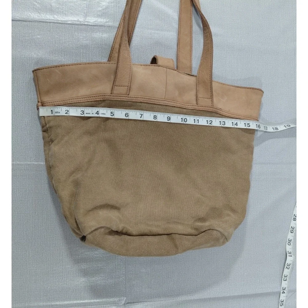 Vtg L.L. Bean Canvas & Leather Buckle‎ Tote Bag Khaki Unisex